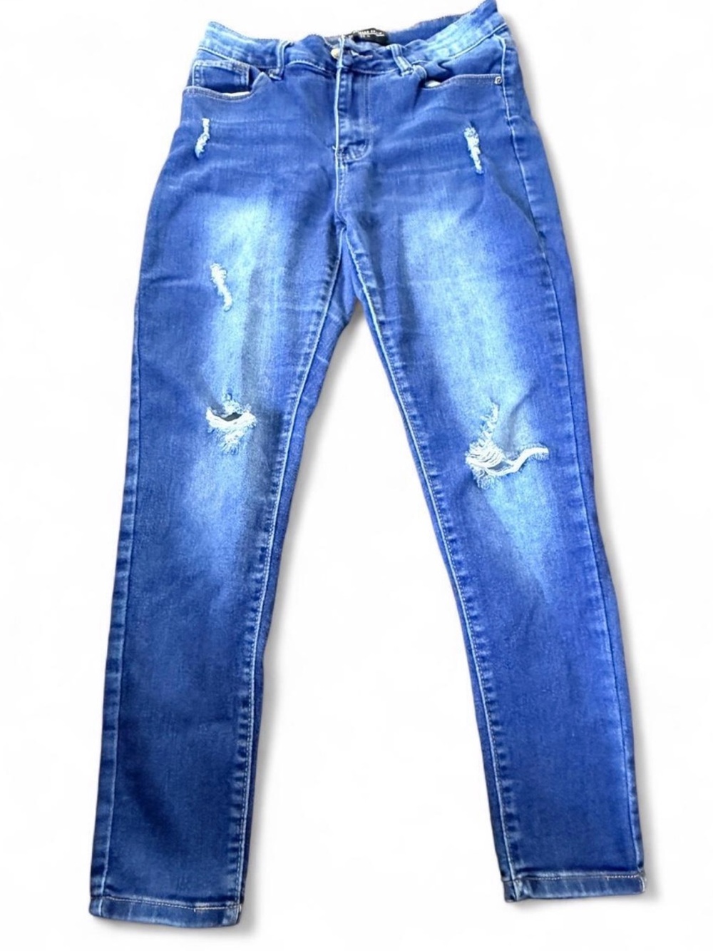 Fashion Nova Women's Blue Distressed Skinny Jeans